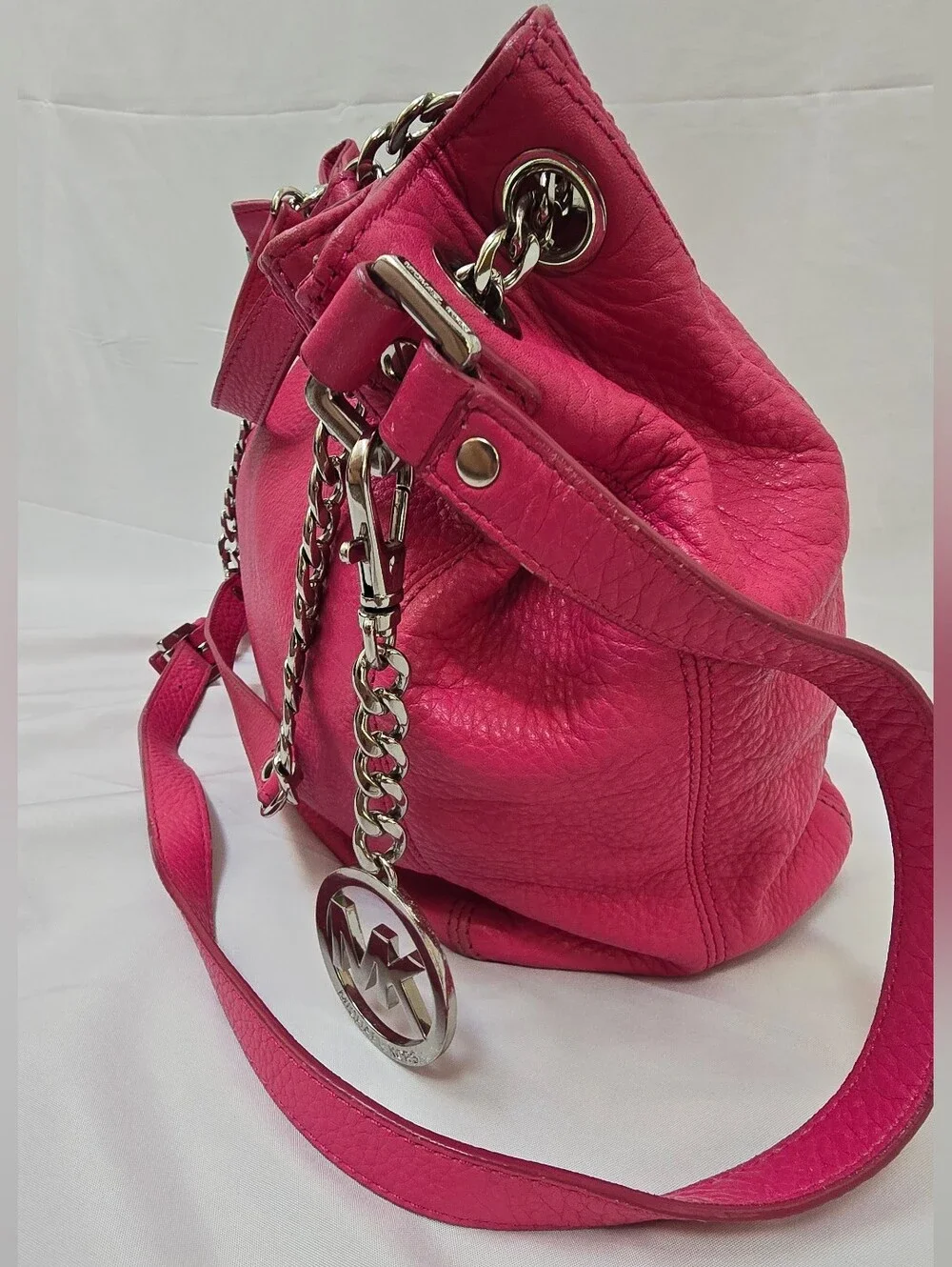 Michael Kors Jet Set Hot Pink Leather Chain Tote